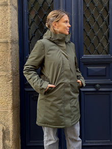 Parka fourrée longue kaki