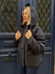 Veste fourrée impermeable noir