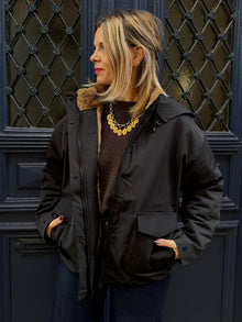 Veste fourrée impermeable noir