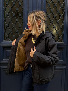 Veste fourrée impermeable noir