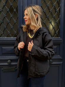 Veste fourrée impermeable noir