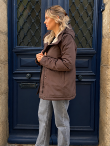 Parka impermeable fourrée chocolat