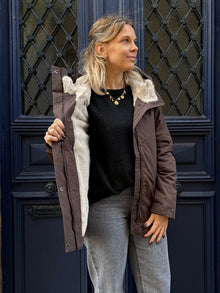 Parka impermeable fourrée chocolat