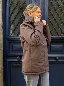 Parka impermeable fourrée chocolat