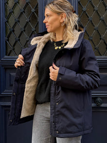 Parka impermeable fourrée marine