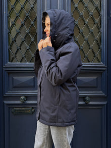 Parka impermeable fourrée marine