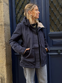 Parka impermeable fourrée marine