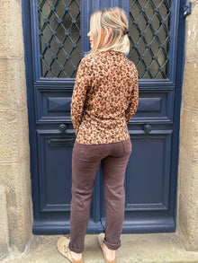 Jean mom fit marron