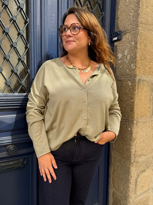 Gilet en maille kaki curvy Olivia