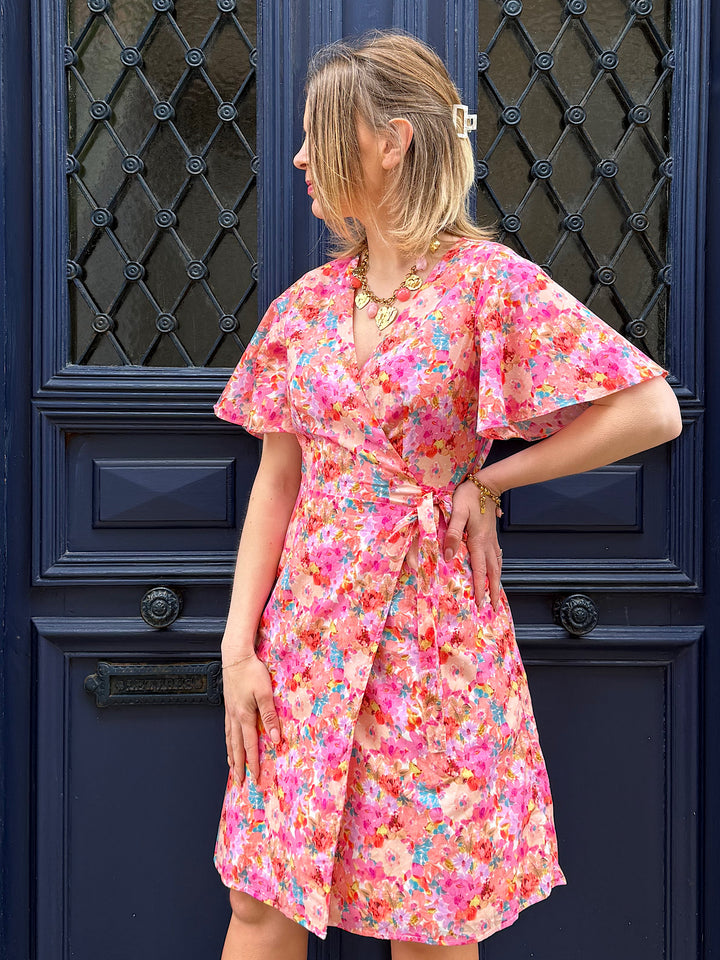 Robe portefeuille fleurie Leonce