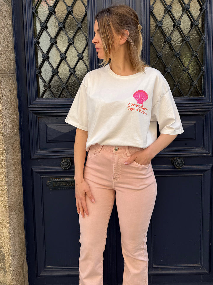 T-shirt blanc manches courtes Sea